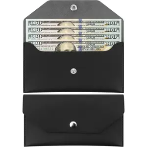 1 count  Saving Binder, Black PU Leather  Envelopes  Wallet,   Saving Binder for Wallets with  Envelope Tab Stickers for Bill Planner
