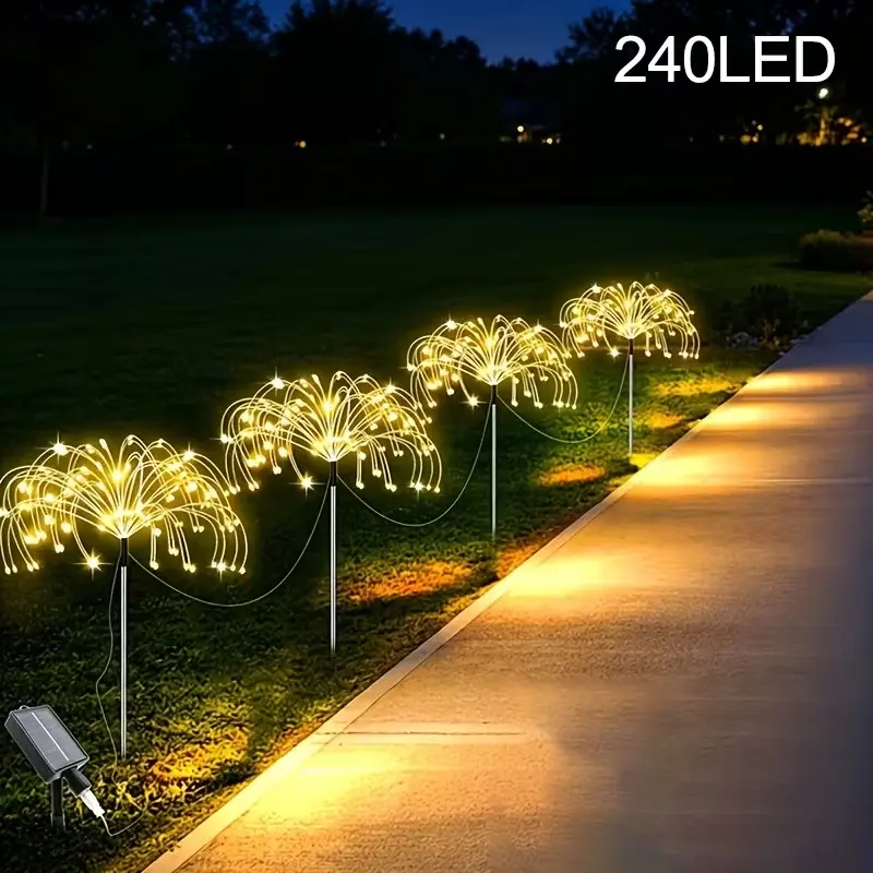 Solar Garden Fireworks Light, LED Outdoor Solar Garden Decorative Light, DIY Landscape Light, for Sidewalk Backyard Christmas Festival Decoration, Lawn Lights