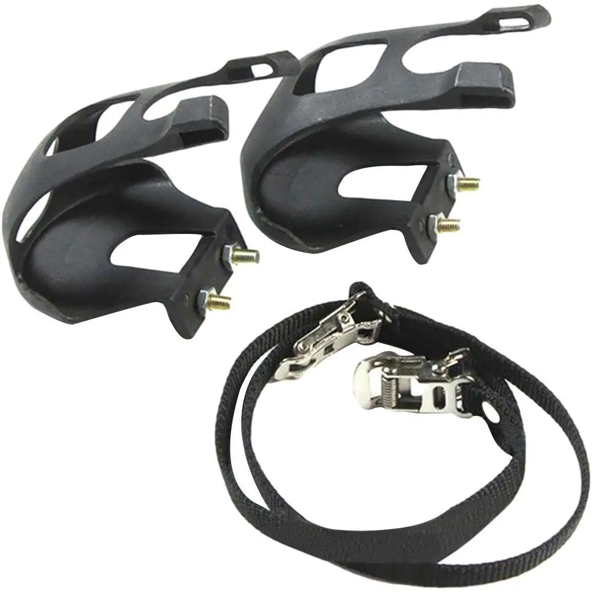 1 Pair Bik Pdals with To Clip and Strap, Plastic Bicycl Pdal Foot Covr, for MTB and Road Bik