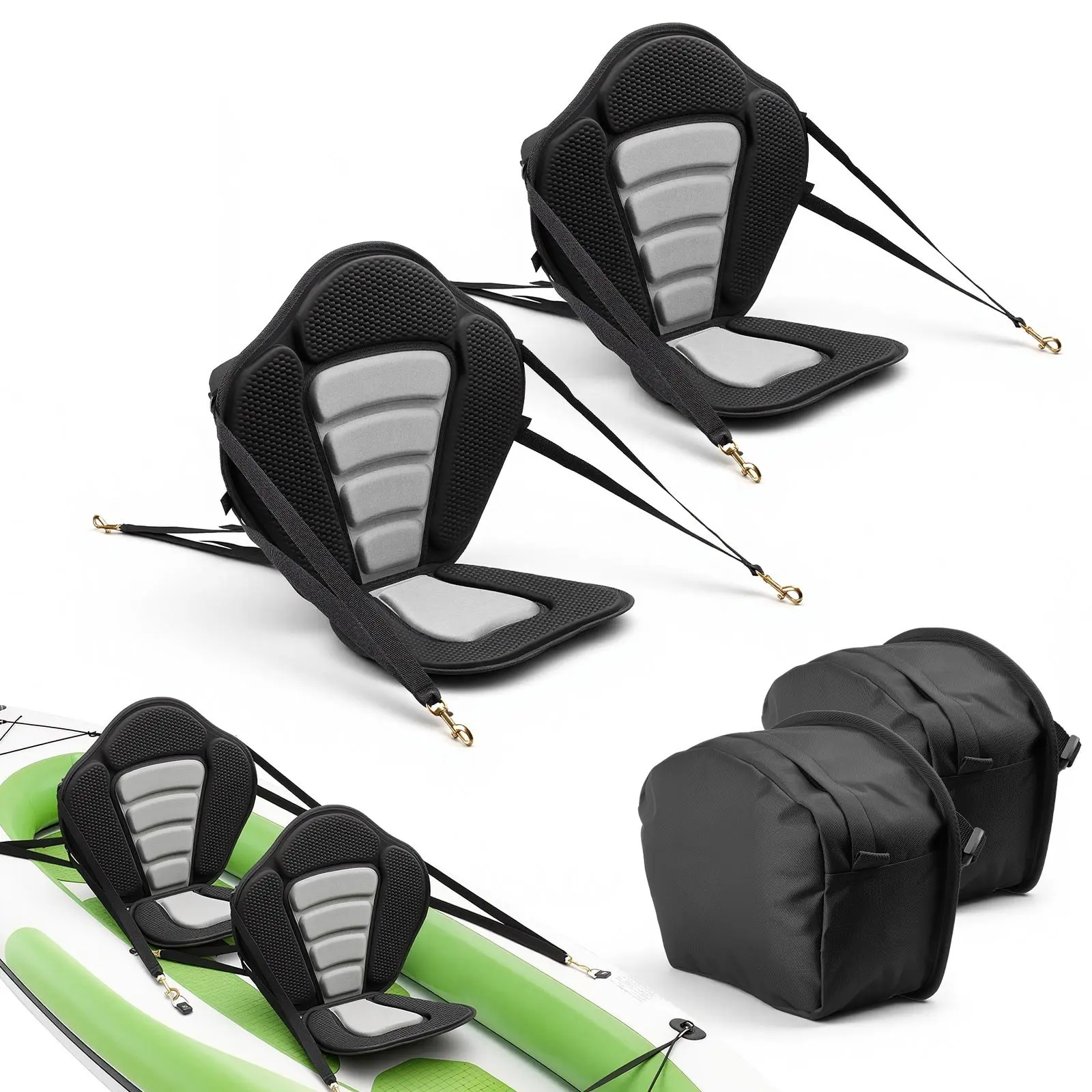 【Summerfinds】VEVOR Paddle Board Seats (2-Pack), 0.5" Thick Ergonomic Soft Padded Cushions with Back Support, Adjustable Straps & Storage Bag, Universal for Water Sports Casual Cruising Family Recreation SUP Canoe, Paddle Board Seat, Kayak Seat