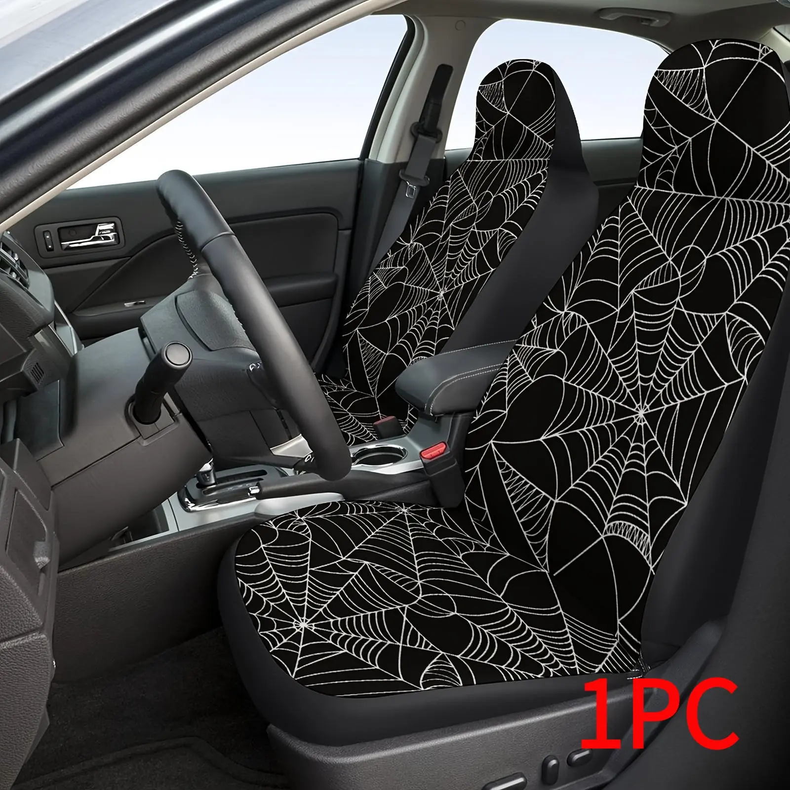 Spider Web Print Car Seat Cover, Halloween Christmas Gift, Breathable Non-Slip, Universal Fit for Sedan Suv Truck Front Seats