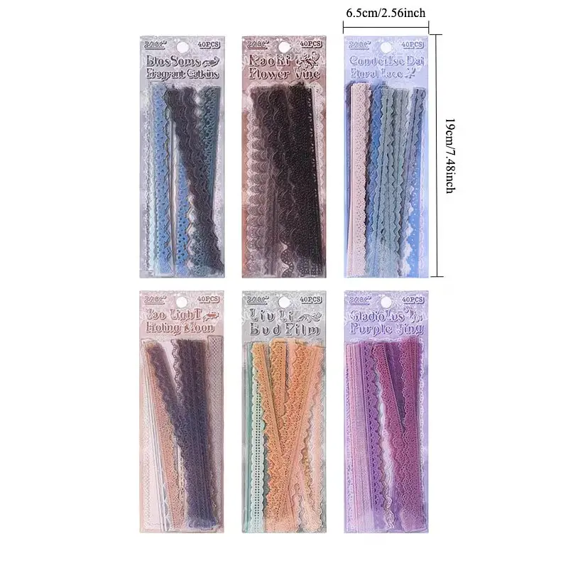 240pcs Lace Long Strip Decorative Stickers, Self-Adhesive Vintage Scrapbook Journal Card Making Embellishments, Handmade Craft Supplies, Aesthetic Stickers