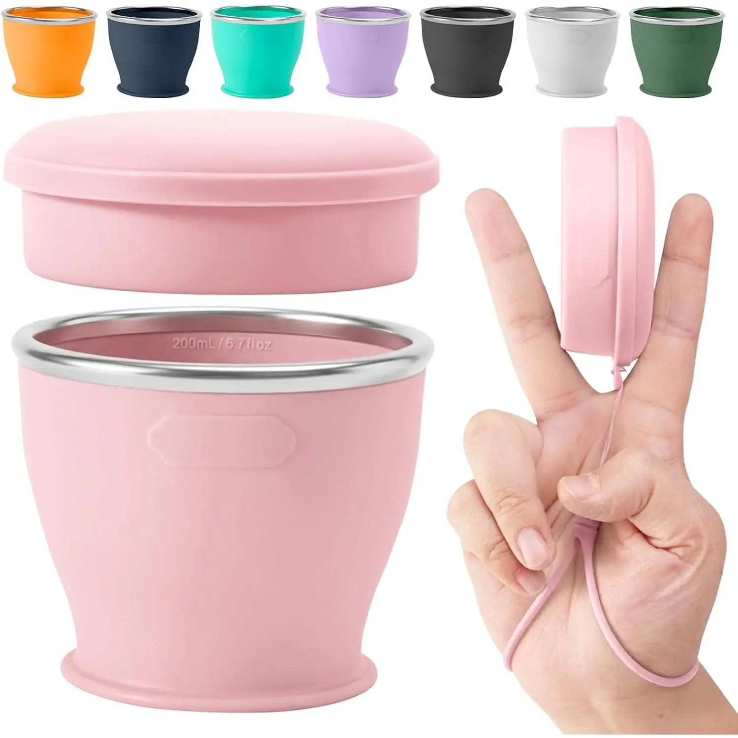 Collapsible Travel Cup,   Water Cup, Lightweight Drinking Cups with  and Carrying Strap, Dishwasher Safe  Cups for Camping, Travel, Airports, Hotel (6.7oz, )