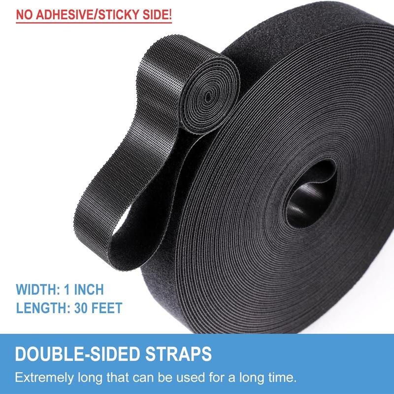 1 in x 30 ft Hook and Loop Roll | Double-Sided Strips, Self-Gripping Straps |  Multi-Purpose Wrap Fasteners for , Office, Data Center, and More