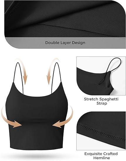 2-Pack Women's Crop Tank Tops, Basic Solid Color Double-Layer Thin-Strap Sleeveless Camisoles