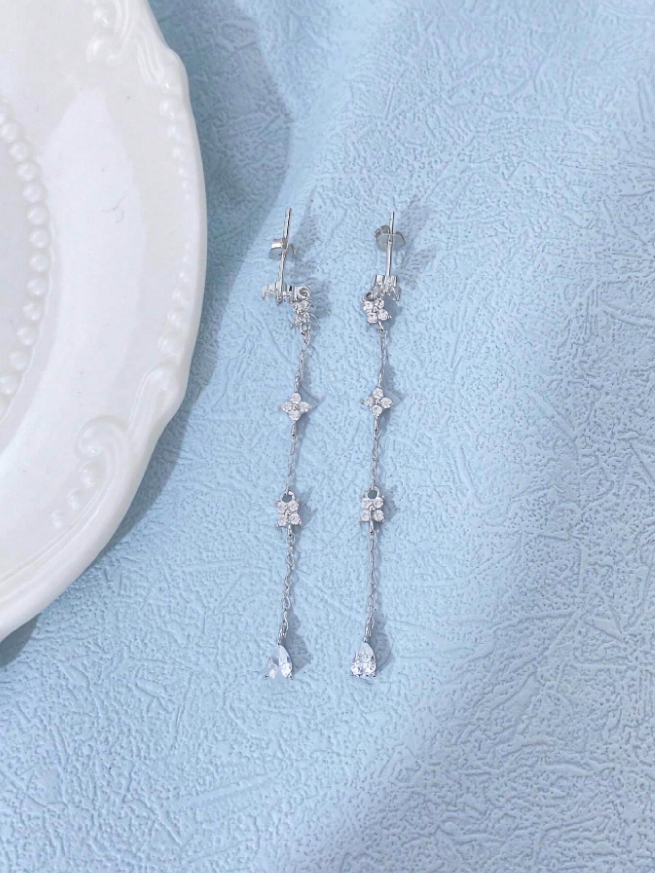 925 Sterling Silver Dangle Earrings, Elegant Chain Earrings for Women & Girls, Trendy All-match & Exquisite Jewelry for Birthday Gift