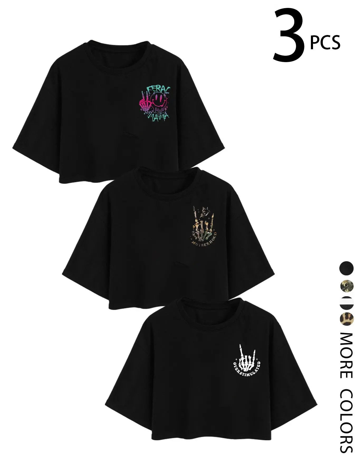 Sexy Short Sleeve Crop Top Set, Loose Fit, Animal Print, Casual Style, Breathable Fabric, Punk Vibes, Perfect for Daily Wear