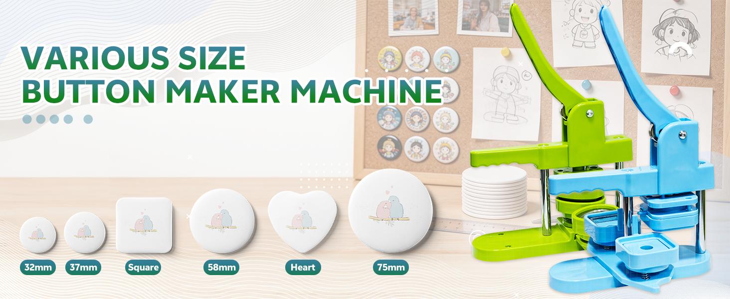 Heart Button Maker Interchangeable Die Mold 58 MM for Slide Rail Button Maker Machine Button Part Supplies Accessories for Pin Press Machine