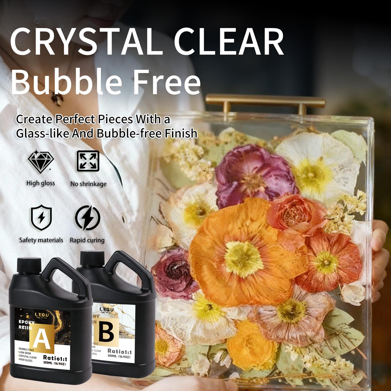 LEQUCountertop Epoxy Resin Kit, clear countertop epoxy resin, self-leveling and bubble-free. This resin kit is suitable for both coating and casting applications, and is ideal for arts and crafts, DIY projects, woodworking, mugs, jewelry making, molds, ba