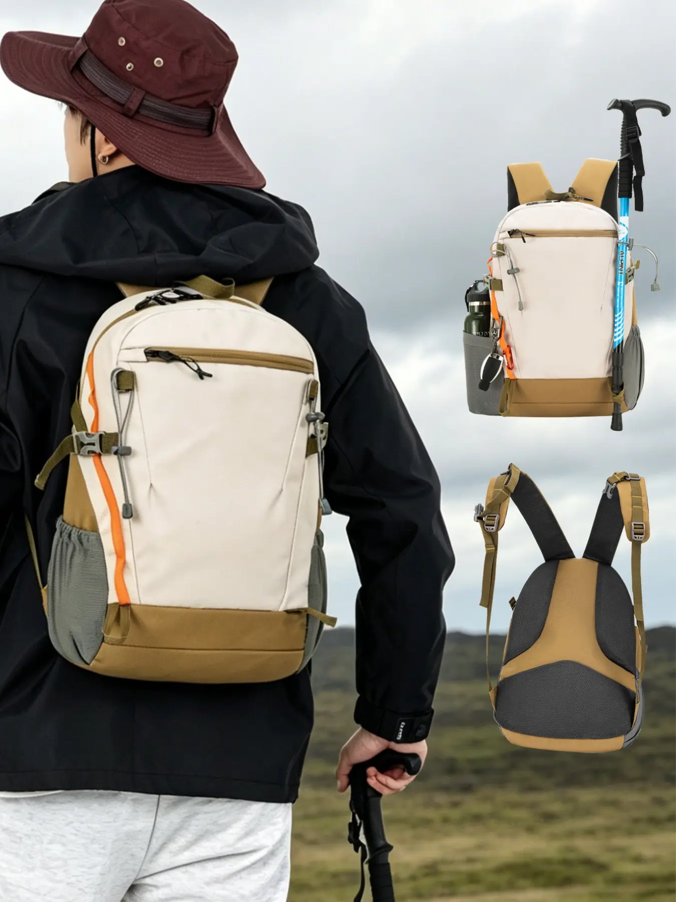Outdoor hiking bag, Women's Lightweight Nylon Cordura Backpack, Durable and Stain-Resistant, Ideal for Travel, Commute, School, Outdoor Activities, Multi-Pocket Design, Casual Lightweight Backpack