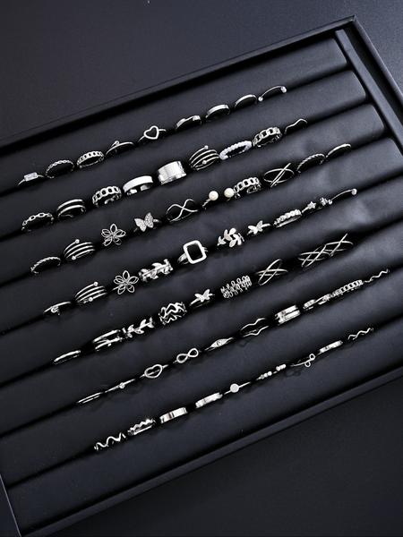 66pcs Women's Elegant Fashion Butterfly Heart Design Rhinestone Decorated Rings, Casual Versatile Hollow out Geometric Design Rings, Fashion Accessories for Women & Girls 66pcs Women's Elegant Fashion Butterfly Heart Design Rhinestone Decorated Rings, Casual Versatile Hollow out Geometric Design Rings, Fashion Accessories for Women & Girls