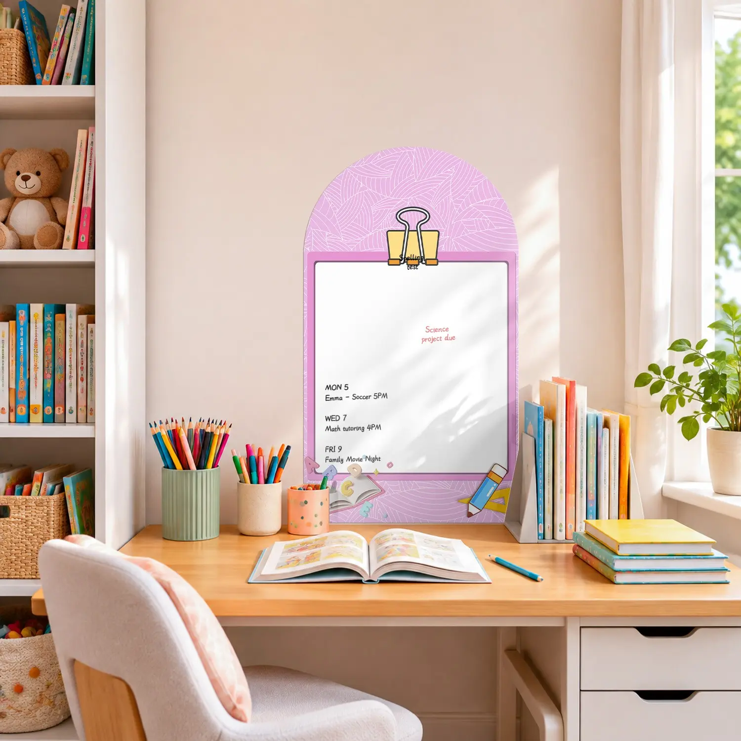 Self-Adhesive Calendar Whiteboard, Clear Print, Fade-Resistant, Magnetic Iron Layer, Ideal for Kitchen Refrigerator Home Planning Board