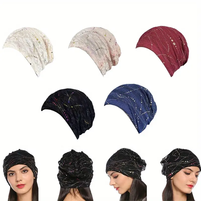 Geyoga 10 Pcs Stretchy Turban Cap Chemo Head Wraps Cancer Headwear