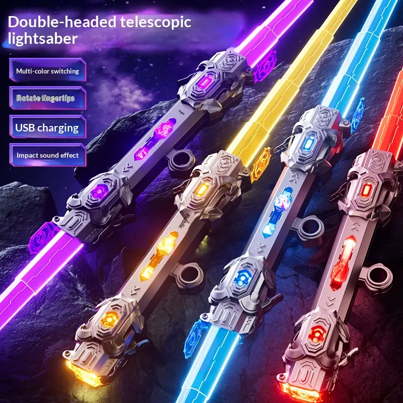 Cyberpunk Light Saber, Extendable Cyberpunk Light Saber with Sound and LED, 32 Color Flowing Effect, Boy Glowing Laser Sword