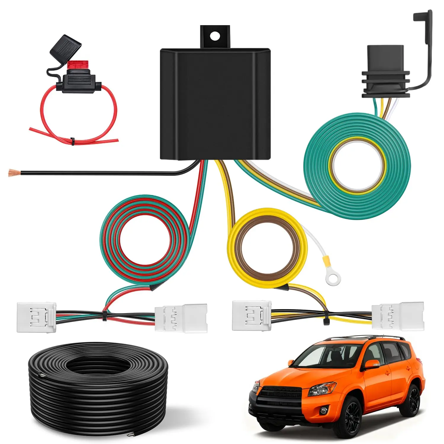 Nilight 4-Pin Trailer Wiring Harness Kit 56165 - Pure Copper Core, ABS Plastic Build, Corrosion-Resistant, Weather-Resistant, Durable, Plug-and-Play, Standard 4-Way Connector Custom for 2006-2012 Toyota RAV4 Tow Hitch Accessory