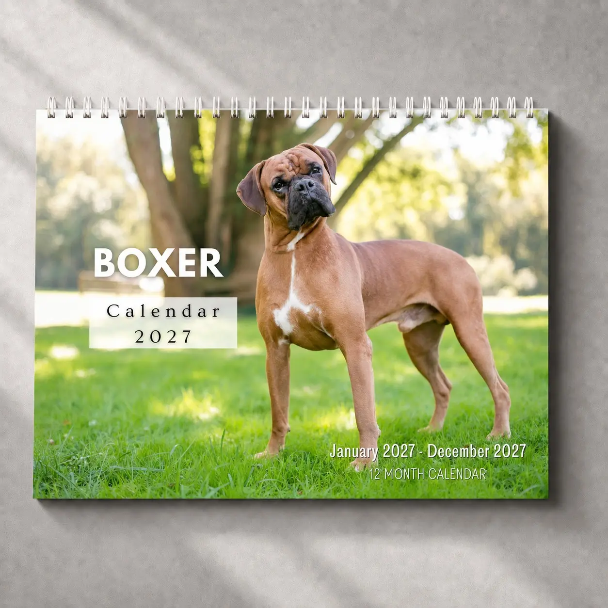 2027 Boxer Dog Wall Calendar, Monthly Wall Calendar, Perfect for Dog Lovers, Usa Printed, Ideal Gift for Pet Enthusiasts