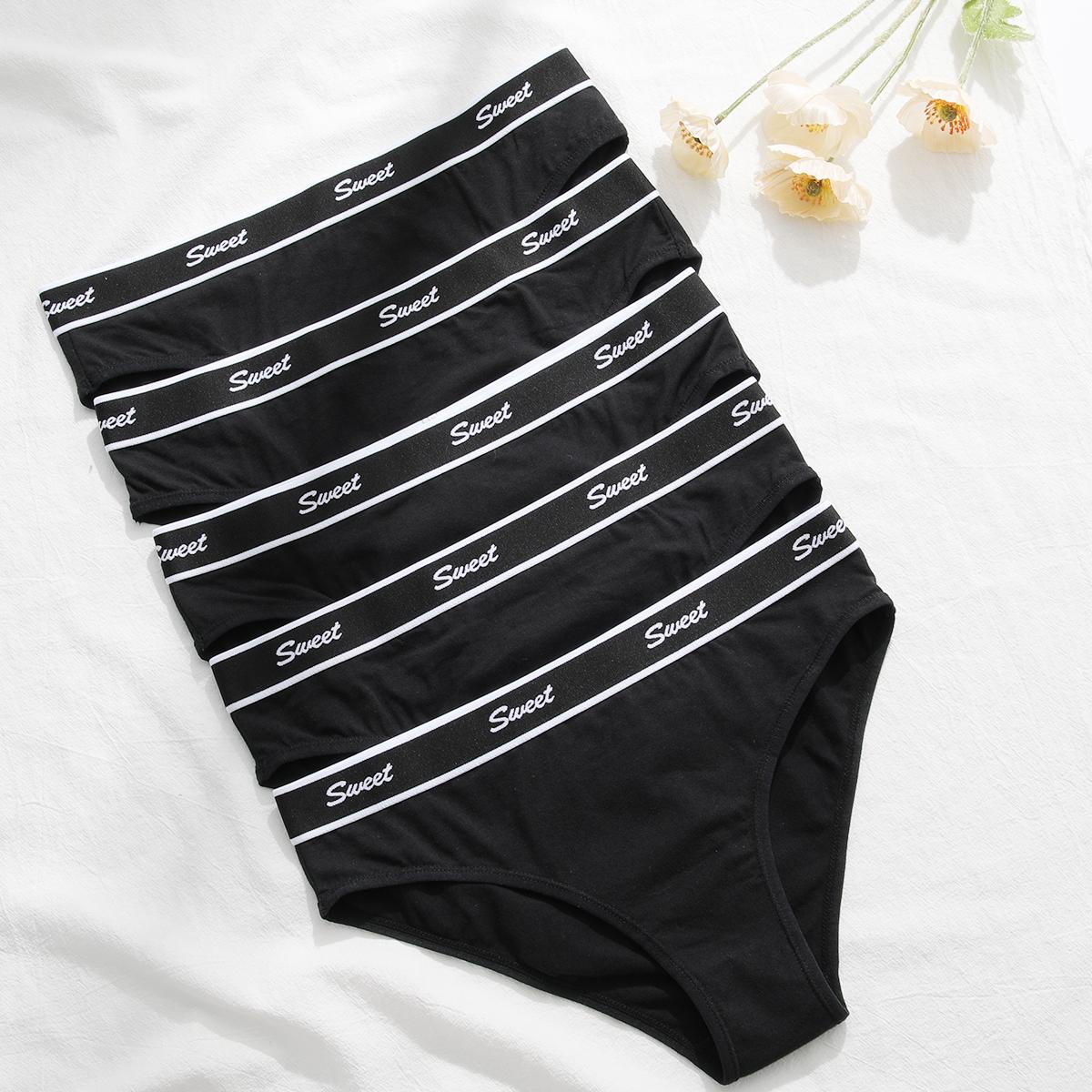 LEVAO Cotton Underwear for Women Sport Briefs Low Waisted Bikini Full Coverage Fashion Panties Underwear 5Pack S-XL