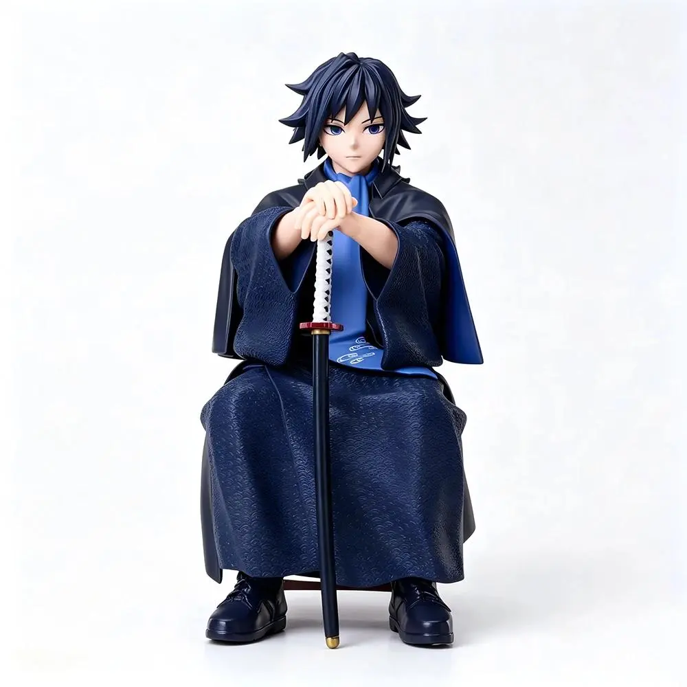 16CM Kimetsu No Yaiba Tomioka Giyuu Figure Sitting Position Chair Anime Humanoid Model Toy Gift Collection Action Figure PVC