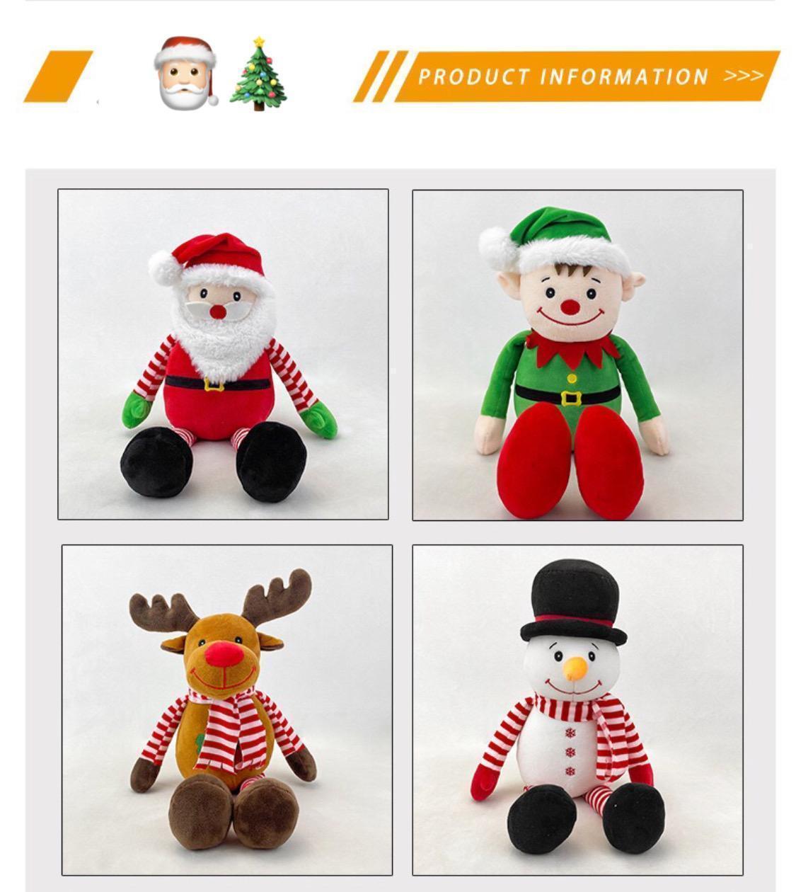 35cm Christmas Stuffed Doll Santa Elk Claus Elf Snowman Plush Toys For Carnival Festival Present Gifts For Children Festive Deco