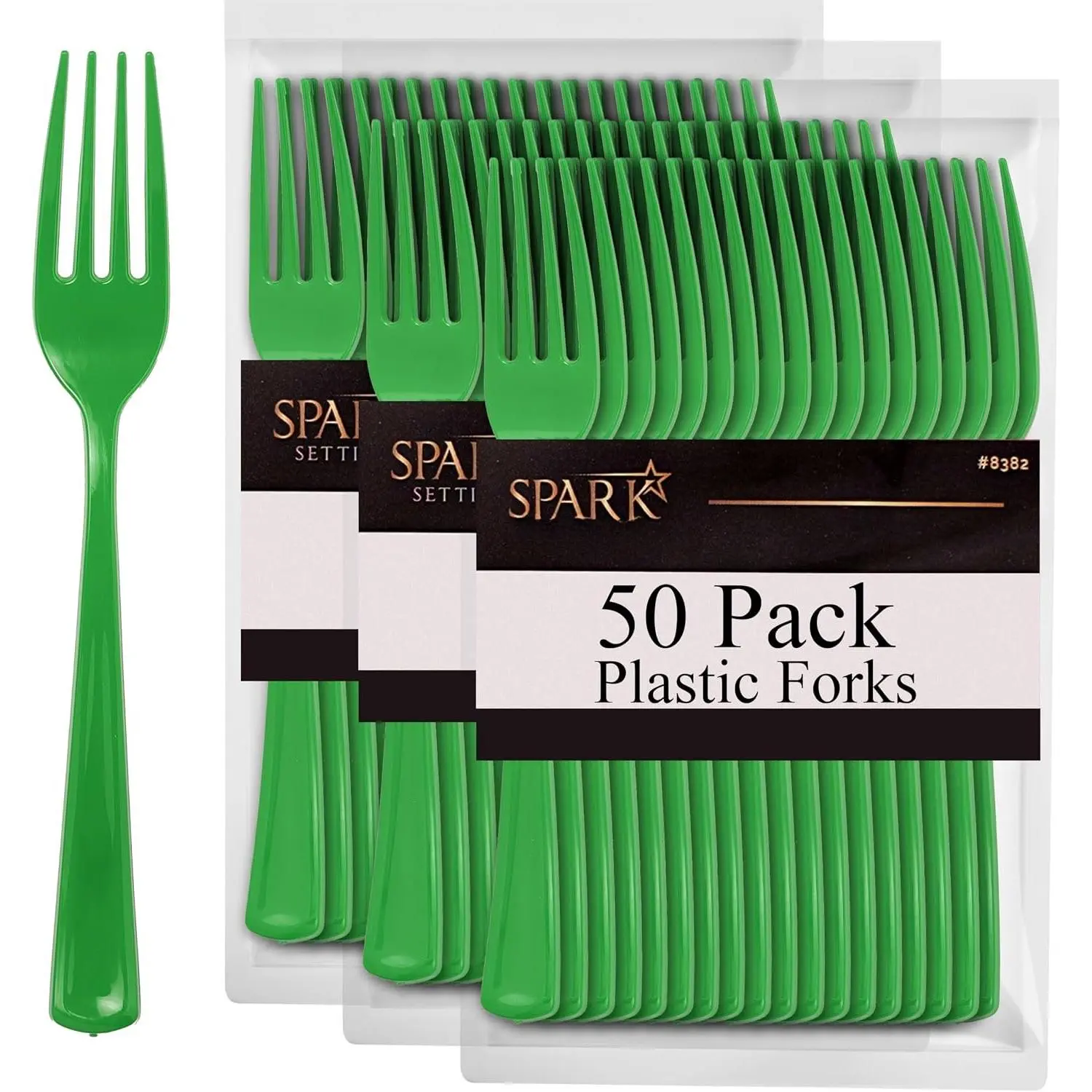 Plastic Forks Disposable 50 Pack, Heavy Duty Plastic Silverware, Plastic Cutlery Ideal for Hot and Cold , Plastic Utensils for  Office School Party Picnics Weddings -  (Green)