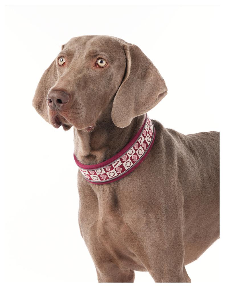 Boho Western Dog Collar, Adjustable Breathable Padded Pet Collar with Reflective Thread for Medium Large Dogs