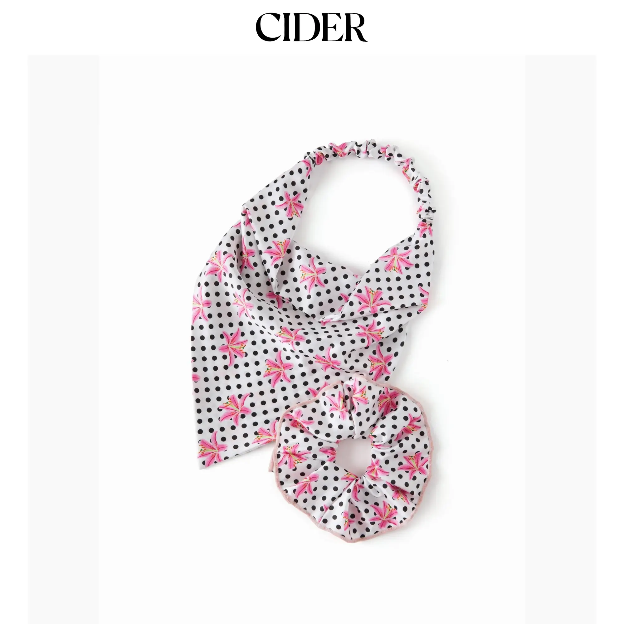 Cider POLKA DOT FLORAL HEADBAND & SCRUNCHIE SET