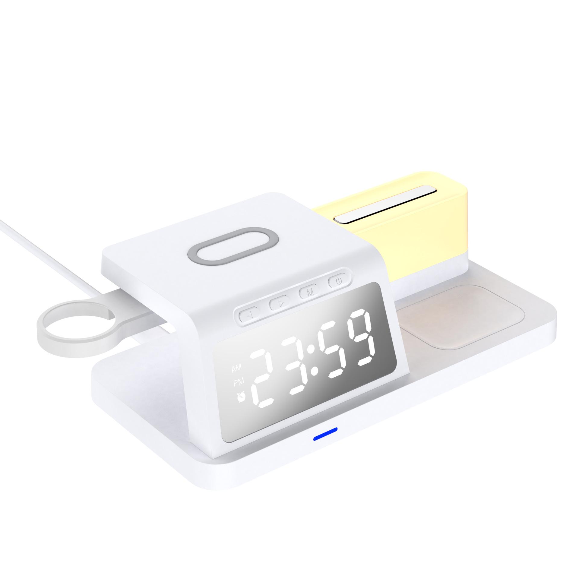 Multifunctional clock wireless charger 15W fast charging suitable for Apple, colorful ambient night light alarm clock wireless charger