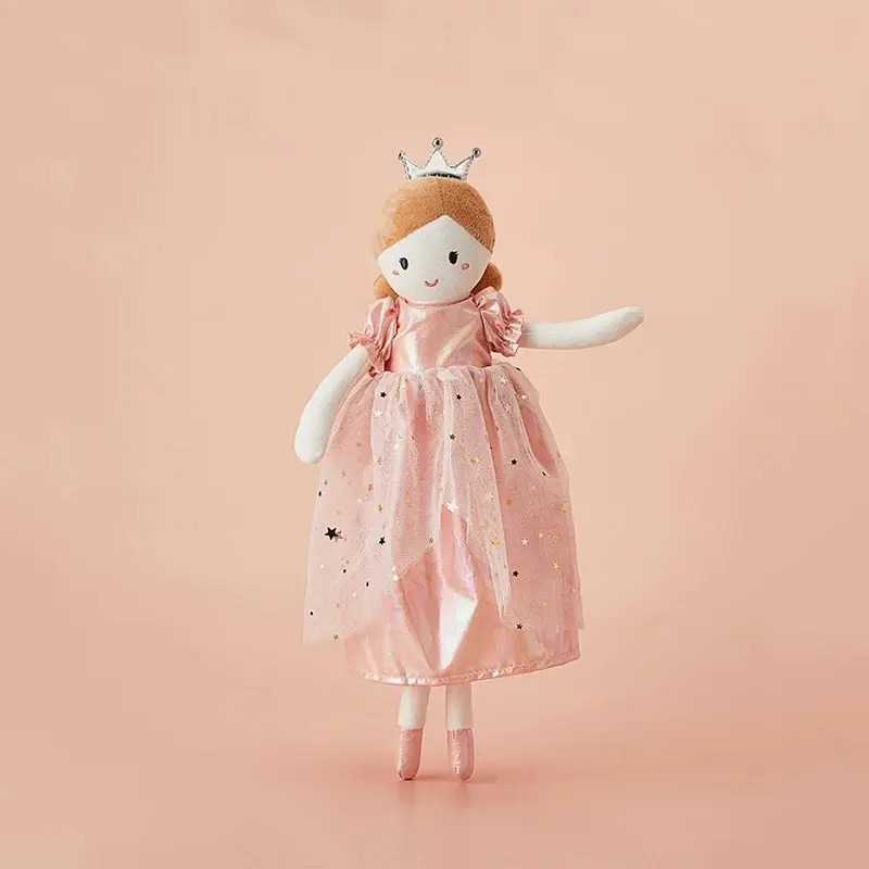 Unisex Soft Plush Princess Doll (35/38cm, Cloth Fabric), Nordic-Style Stuffed Toy with Crown & Pink Dress, 8-10 Years Kids Birthday Gift & Home Decor