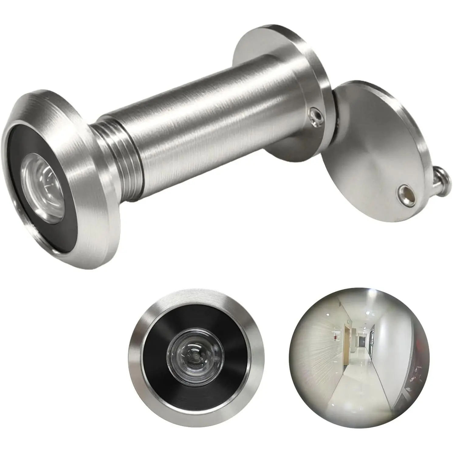Door Viewer Peephole with 200°Wide Angle, Privacy Cover, Brushed Nickel Finish, 0.55" Diameter, Fits 1.3"-2.4" Thick Doors, 1 Pack, Fits Doors