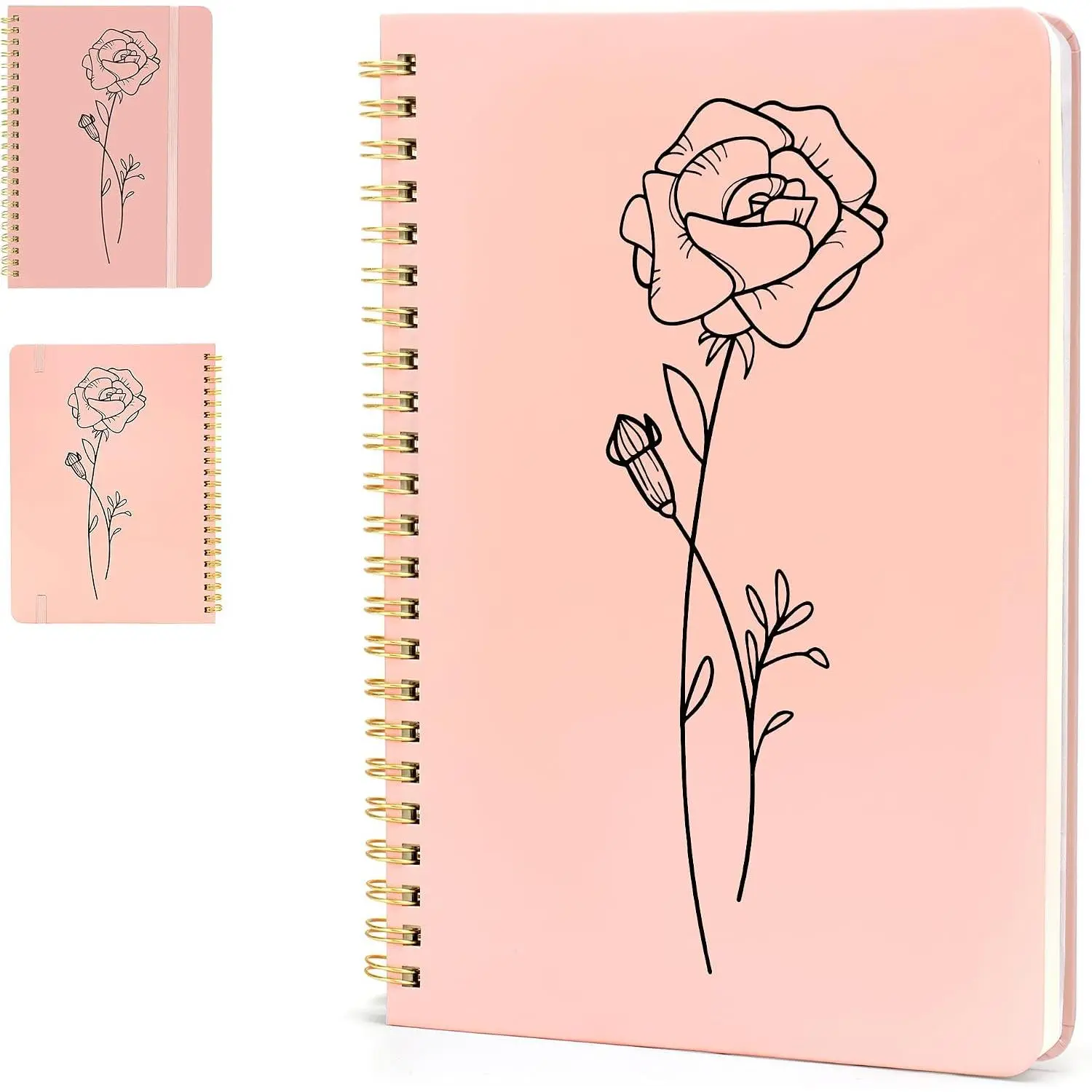 A5 Modern Spiral Notebook with Double Wire, 100 GSM Thick Paper, 140 Pages Lined, Verse Notebook for Study, with Pocket (for Women & Men)