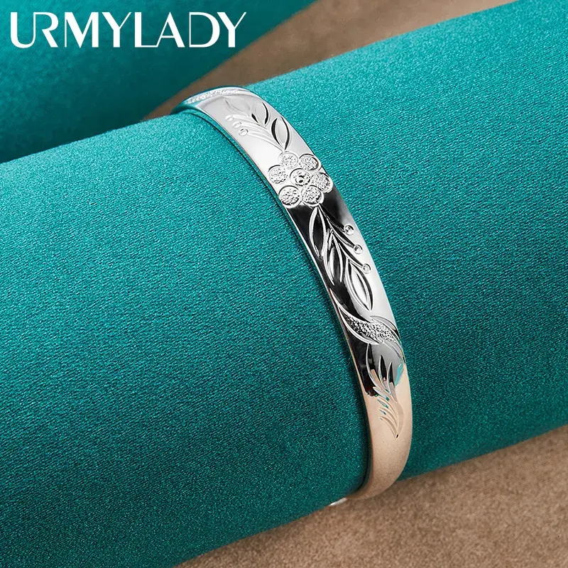 925 Sterling Silver Adjustable Fit Bangle Bracelet - Vintage Carved Details Floral Motif Cuff for Wedding Wear, Everyday Elegance, Baroque Look