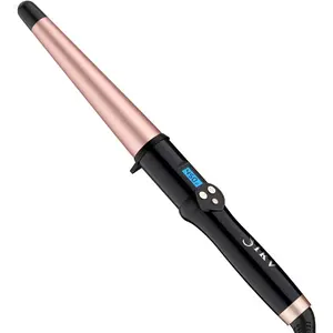 Dual Voltage Tapered Ceramic Curling Wand, 1 ¼" to ¾" Curling Iron for Long Hair, 100-240V Travel Curling Wand for Europe, Heat Resistant Glove Included