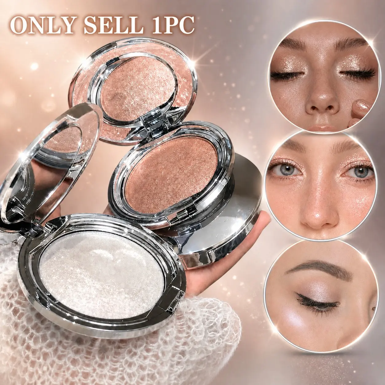 Single Color Highlighter Cream, Glittery Pearl Finish, Dimensional Eyelid Brightener, Atmosphere Enhancing Contouring Highlighter, Face Highlight