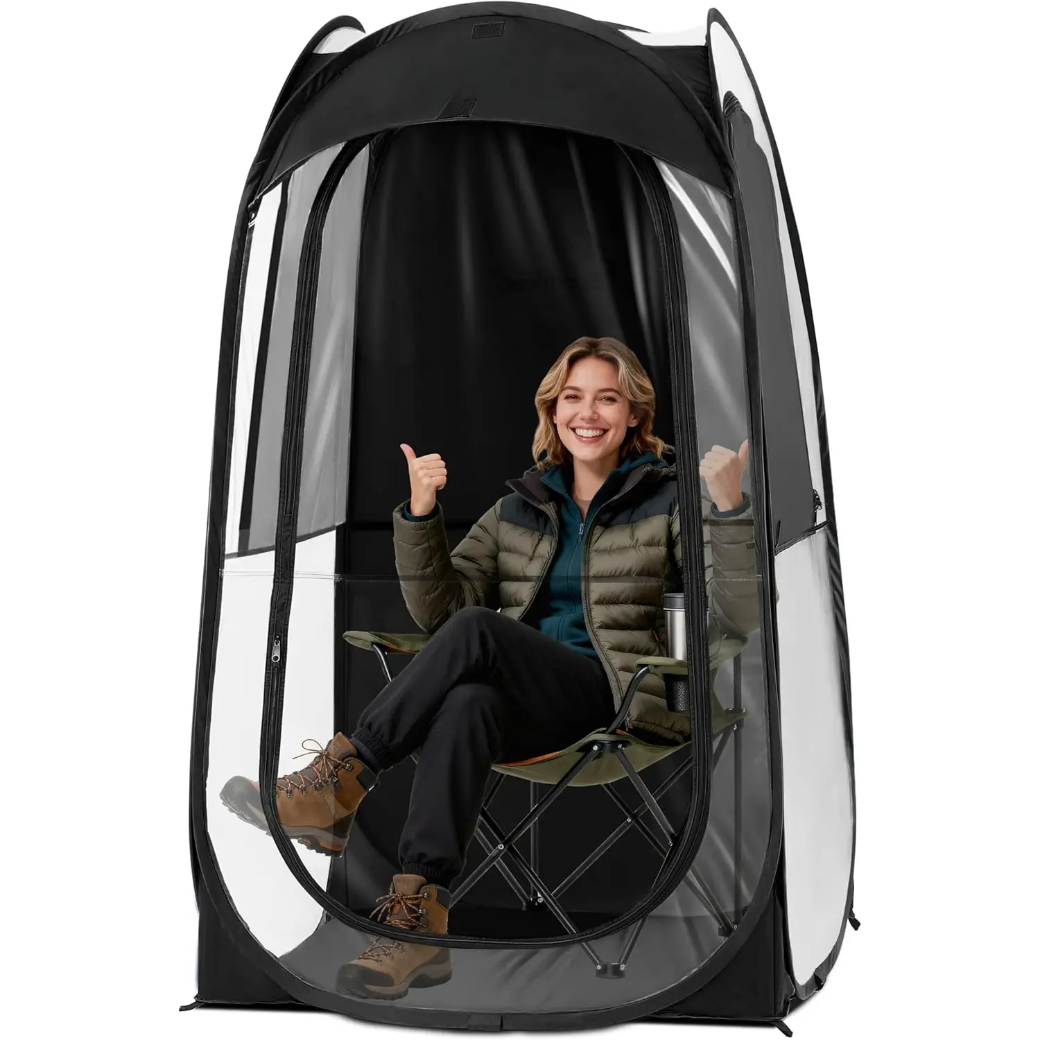 Sports Tent: 1 Person Instant Shelter with Ultra Visibility for Cold Day- Lightweight Portable Pop Up Tent for Sports Event, Protection from Cold Wind and Rain