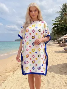 Women's Fashion Elegant Full Print Shawl, Beach Cover-Up, Loose Breathable, Eye-Catching Print, Summer Essential, Casual Streetwear