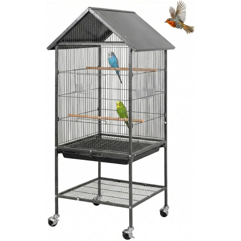 Gaomon 50" Bird Cage, Outdoor Large Parakeet Cage with Roof, Storage Shelf for Parakeets, Cockatiels, Lovebirds