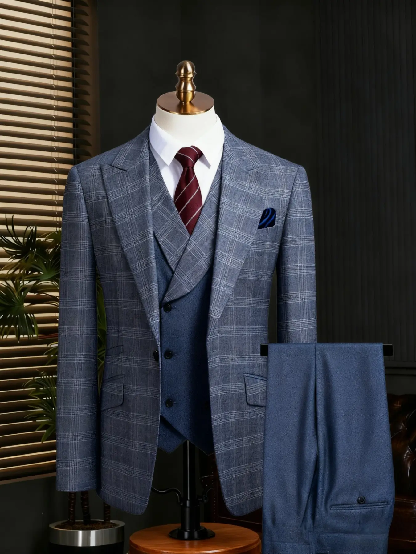 Top Rated Men's Solid Suit Single Breasted Slim Fit 3-Piece Set