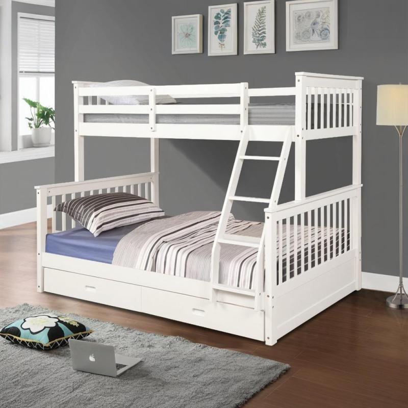 Twin Over Full Bunk Bed with Storage Drawers, Wooden Bunk Bed with Ladder and Safety Guard Rails,One bed for multiple purposes: it is a family bed, storage cabinet, and even a gaming paradise
