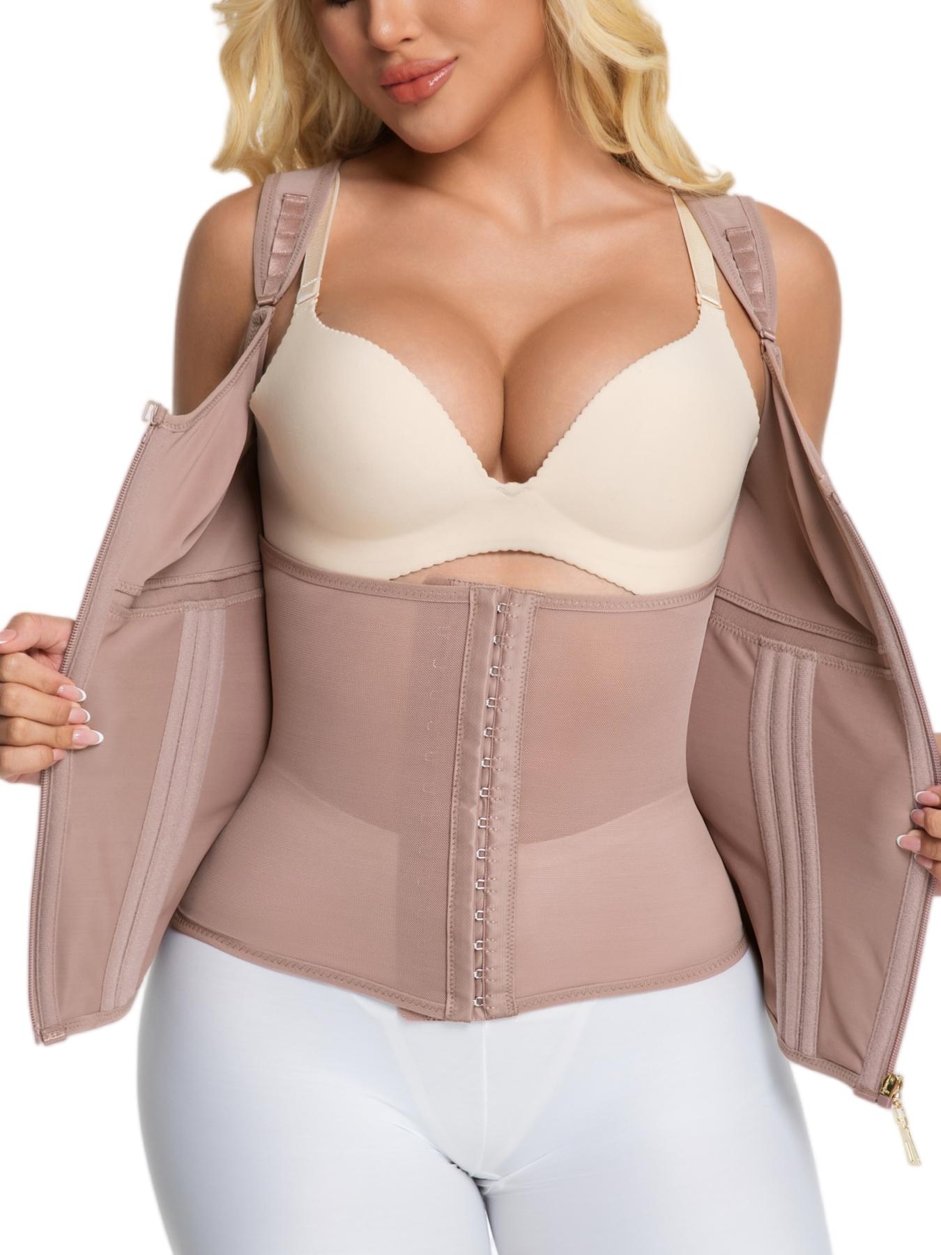 YZY Curve 1 Count Zipper Corset for Women with Bra, Built in Shaper, Firm Tummy Control Sport Workout Vest, Fajas, Colombianas Shapewear Top, Waist Trainer, Comfortable And Slimmer Shaper Clothes, Suitable for Daily Sports and Gym Training