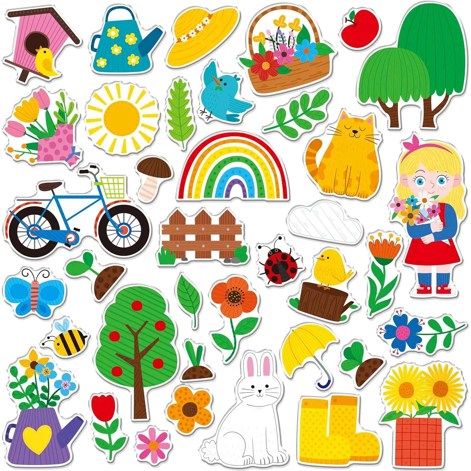 38 count  Jelly Stickers,  Spring-Theme Window Cling Stickers for , Removable Easy to Clean Gel  for , Adults,  & Classroom Decors, Travel  (Not Edible)