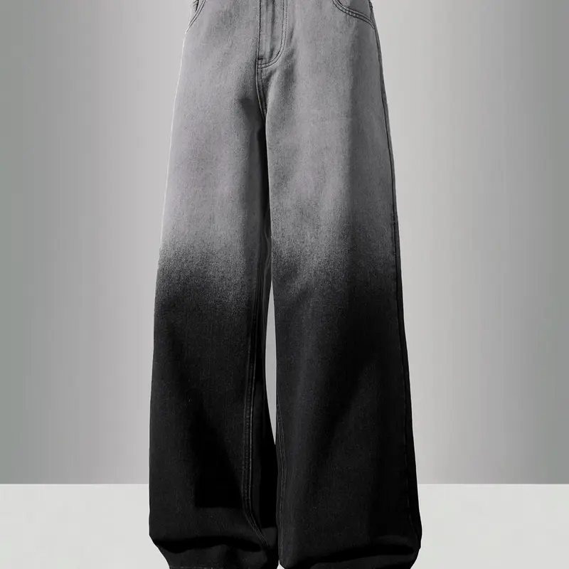 Men's Vintage Loose Denim Jeans, Casual Denim Fit, Gradient Washed Ombre, Y2K Street Style Streetwear, Casual Straight Leg Wide Leg Jeans, Perfect Gift, Fashion Jeans, Pants, Menswear