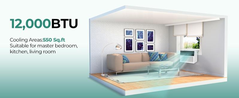 ZAFRO  Window Air Conditioners, 24H Timer Energy-saving Window AC Units, Full Window View, Easy to Install, White