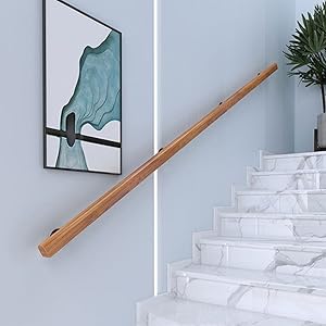 Wooden Handrail, Single Piece Handrails, Complete Kit with Bracket, Safety Anti-Slip Wall Rail for Indoor Elderly Children, for Bars Lofts Kindergarten Guardrail Corridor