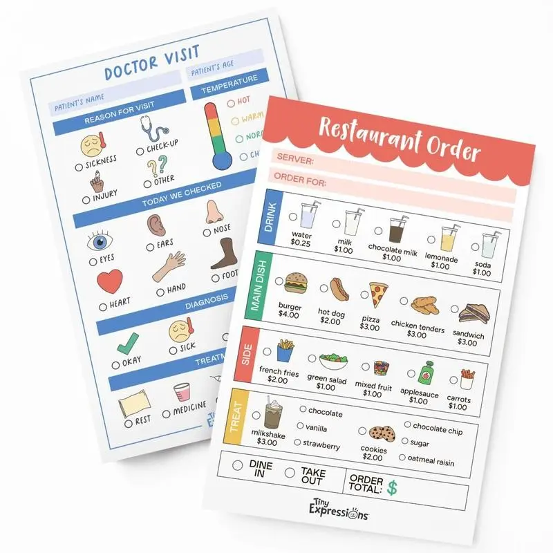 2-Pack Role-Play Notebooks, Inspire Imagination Activity Books, Preschool, Kindergarten, Home Learning Materials, Imaginative Play