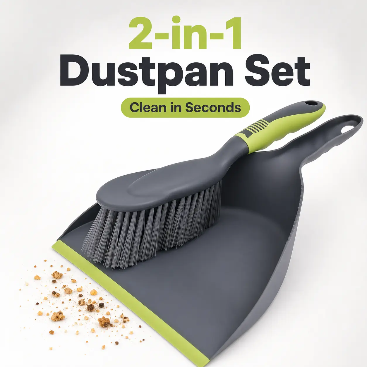 Dustpan and Brush Set, Handheld Broom for Kitchens, Floors, Tables and Animal Cages, Compact Home Cleaning Tool for Everyday Dust and Debris Cleanup