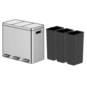 GARVEEVersatile Stainless Steel Kitchen Trash Cans with 2-3 Compartments, Removable Inner Buckets, Step-On Pedal, Quiet-Close Lid for Efficient Waste Management and Recycling, Available in 3x5.3 and 2x5.3 Gallon Sizes.