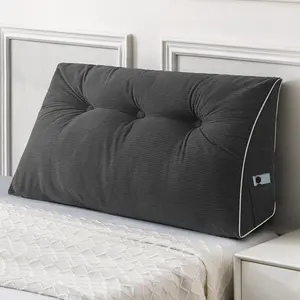 Sasttie Headboard Pillow Twin/Twin XL, Wedge Pillow Headboard for Dorm, Triangular Daybed Backrest Cushion for Sitting or Reading in Bed, with Removable Washable Cover, Dark Grey