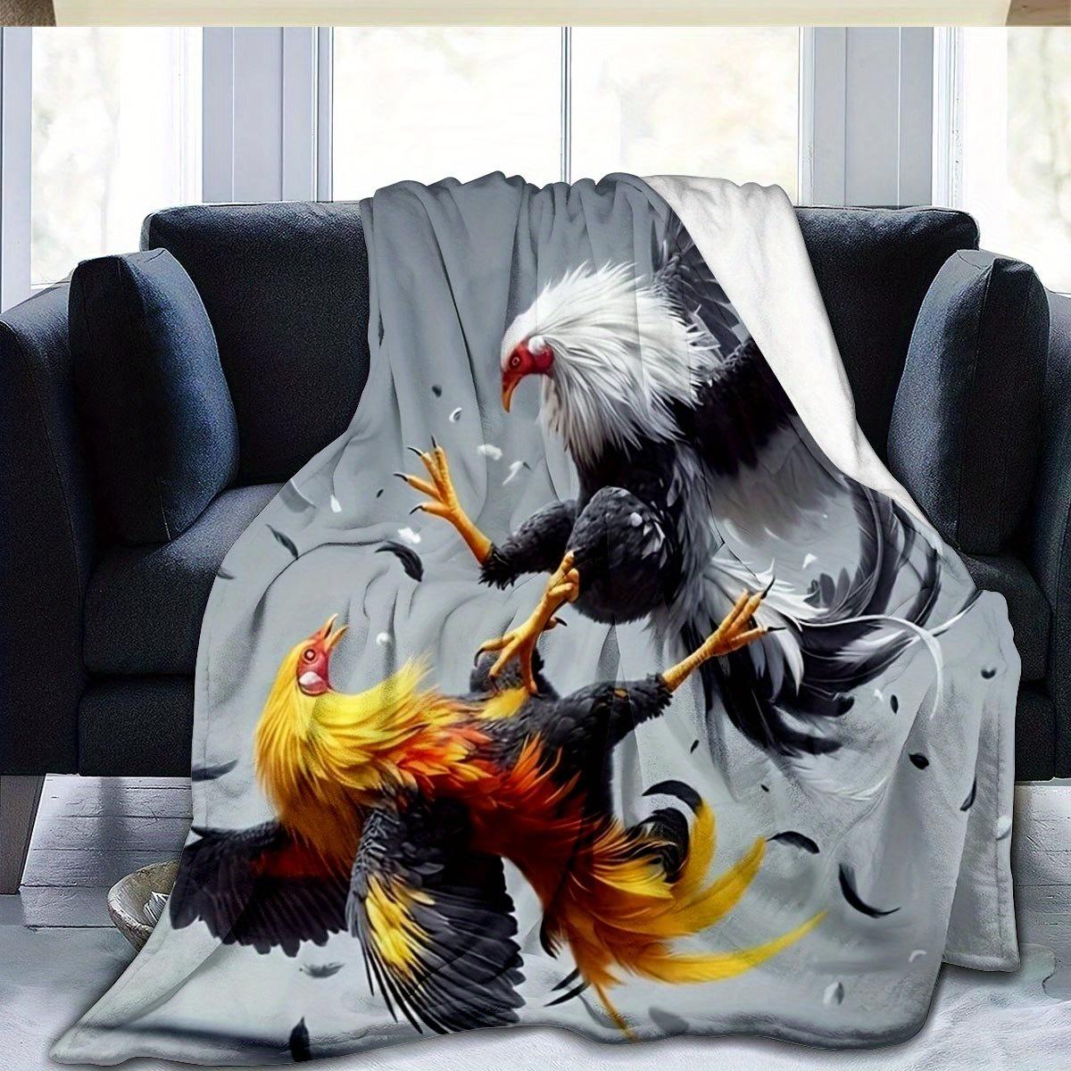 1 Piece Fun Rooster Modern Printed Velvet Blanket, Suitable for Home, Outdoor Camping, Bed, Sofa, Friends and Family Birthday Gift Blanket