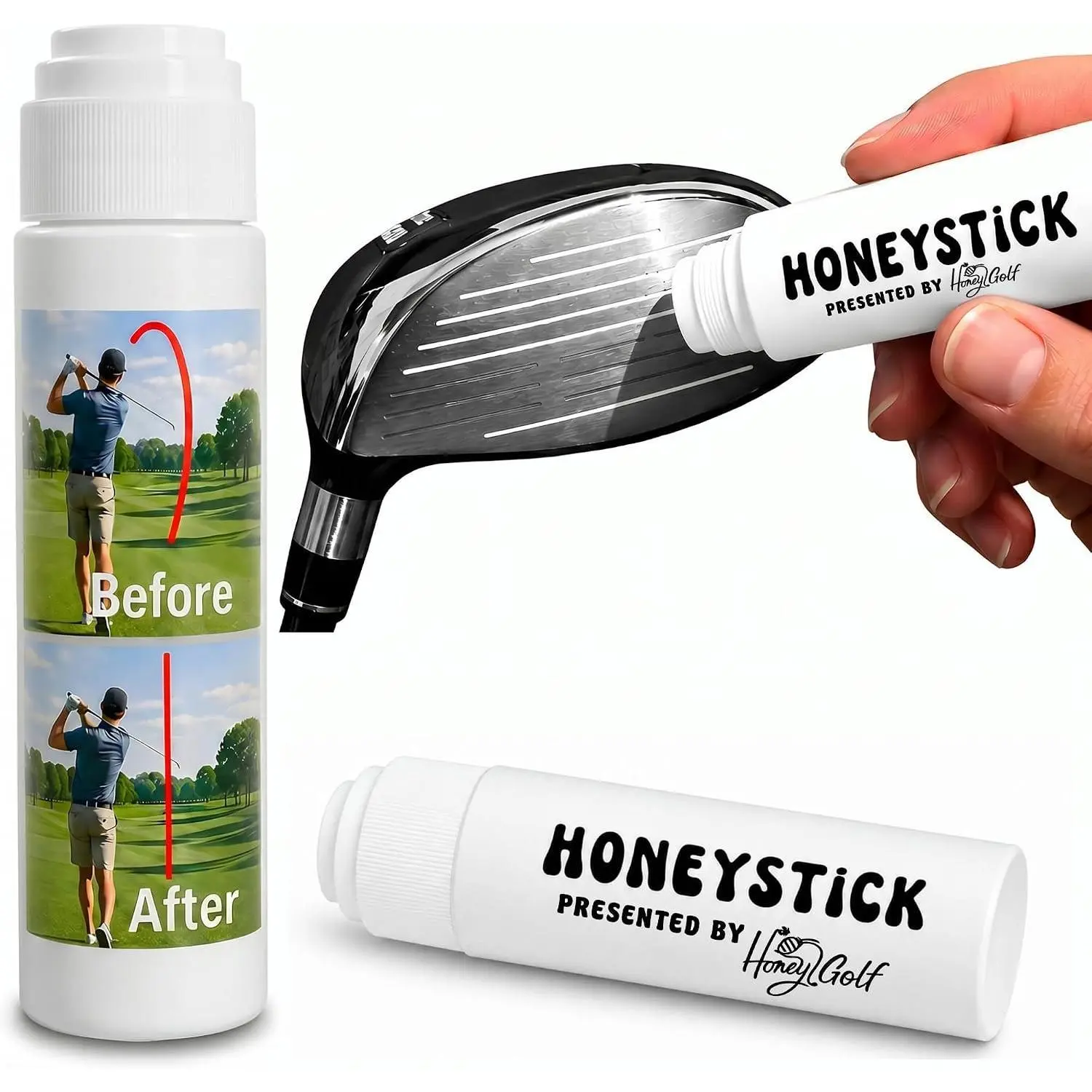 HoneyStick Anti Slice Gel for Golf Clubs - Anti-Hook Spin Reducer for Driver, Woods, Hybrids, Irons - Golf Accessories for Men - Golfers Must Haves & Essentials