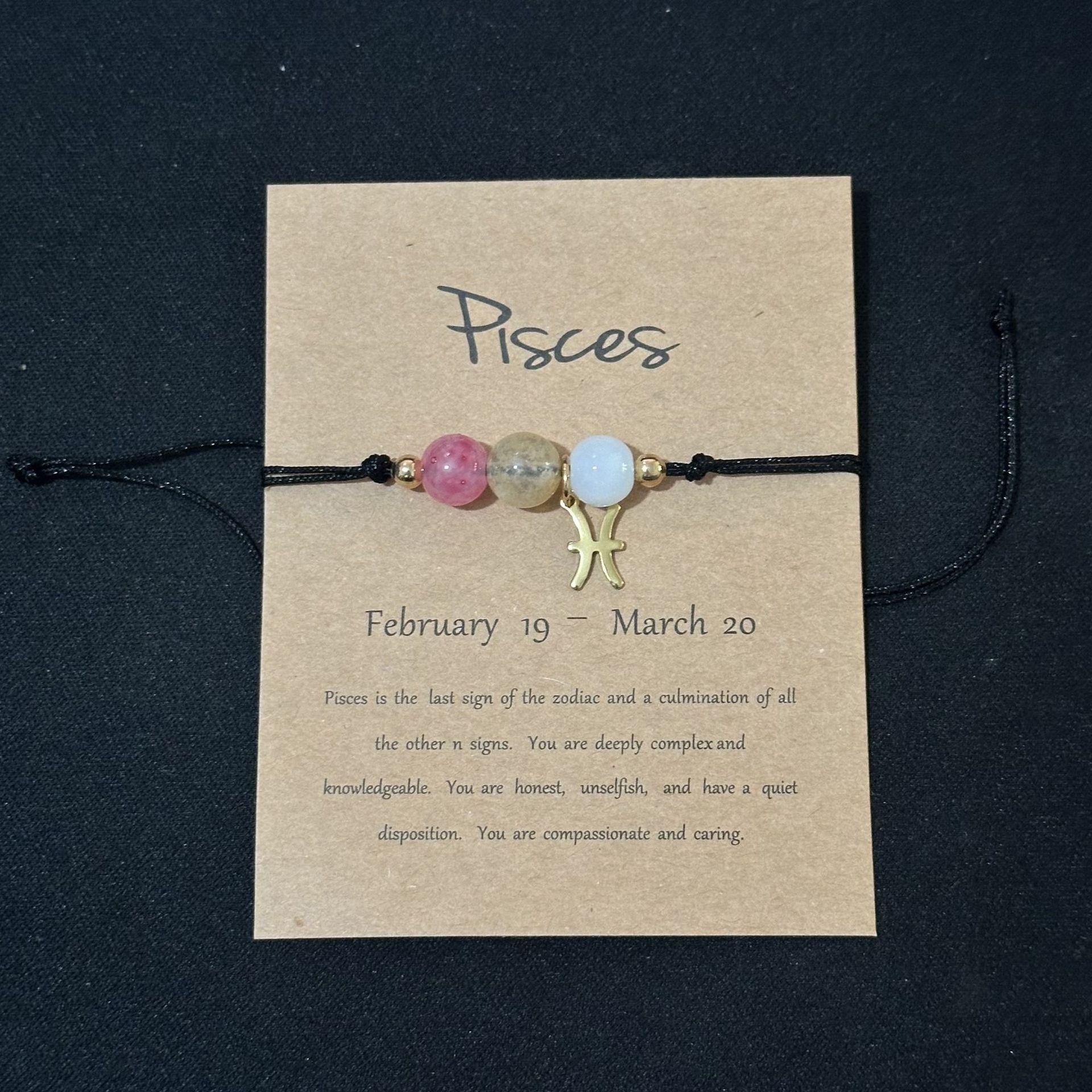 New 12 Zodiac Handmade Braided Rope Bracelet for Women| Citrine Crystal Natural Stone Beaded Cord Bangle| Astrology Jewelry with Gift Card